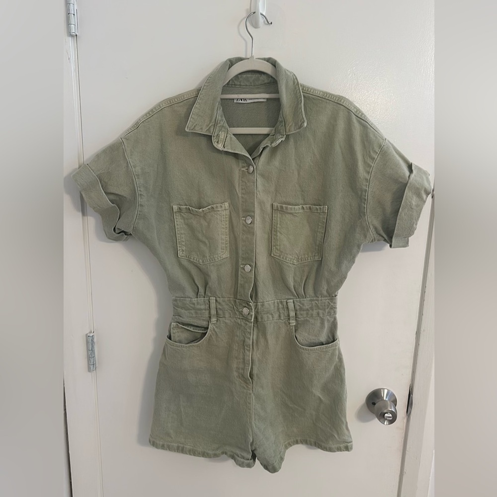 Green Zara utility romper